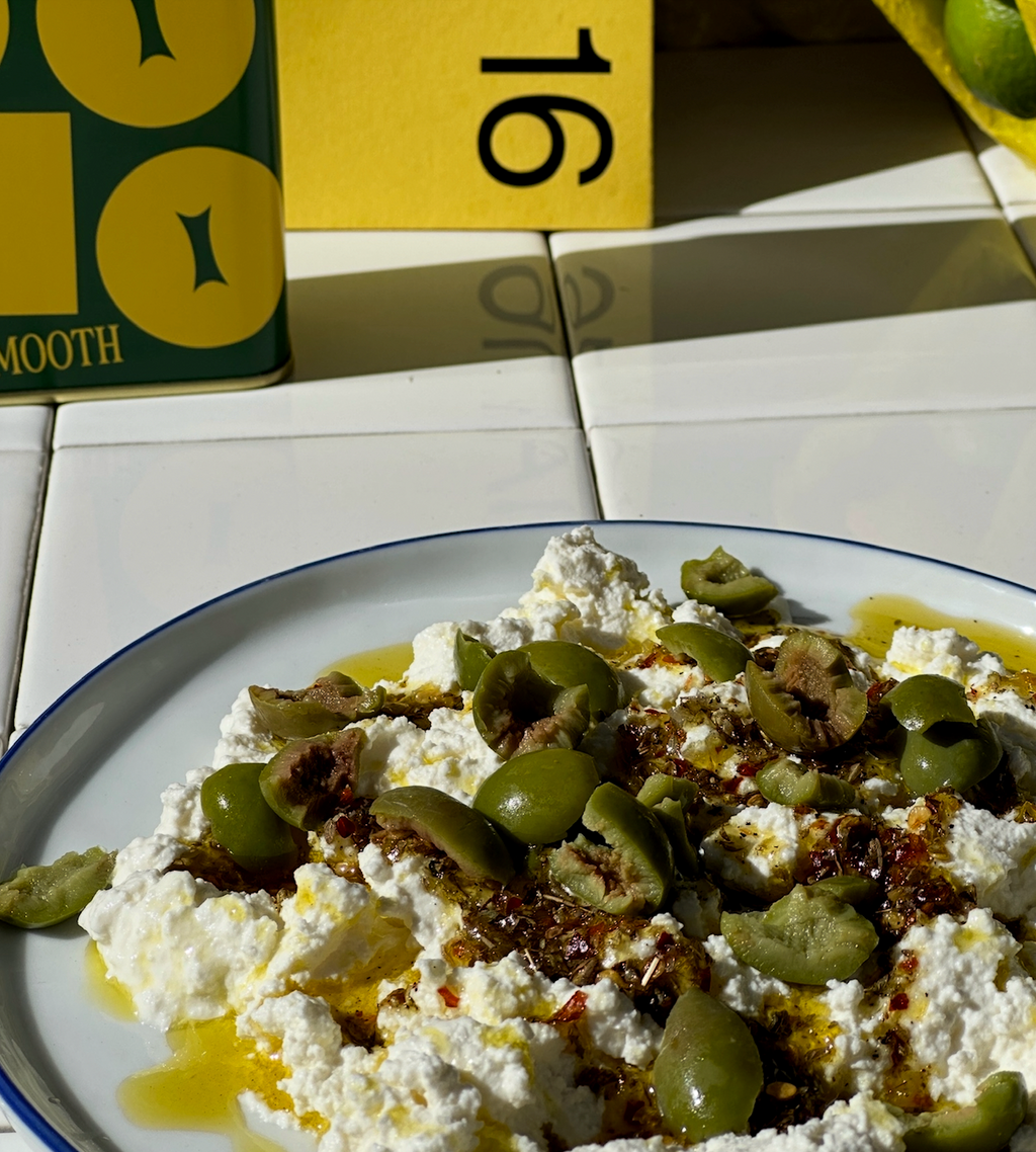 Dreamy Ricotta Dip with Herby Olive Oil & Olivess